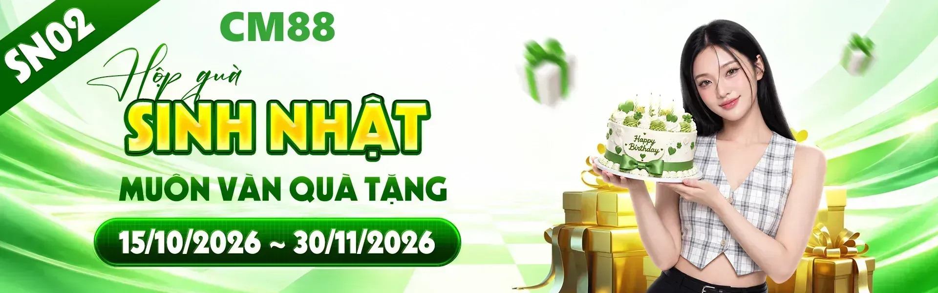 5. CM88 tổ chức sự kiện mừng sinh nhật với hàng loạt quà tặng dành riêng cho hội viên. Nhanh tay tạo tài khoản và khám phá những phần thưởng đang chờ đón.